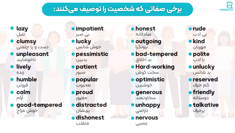 برخی صفاتی که شخصیت را توصیف می‌کنند