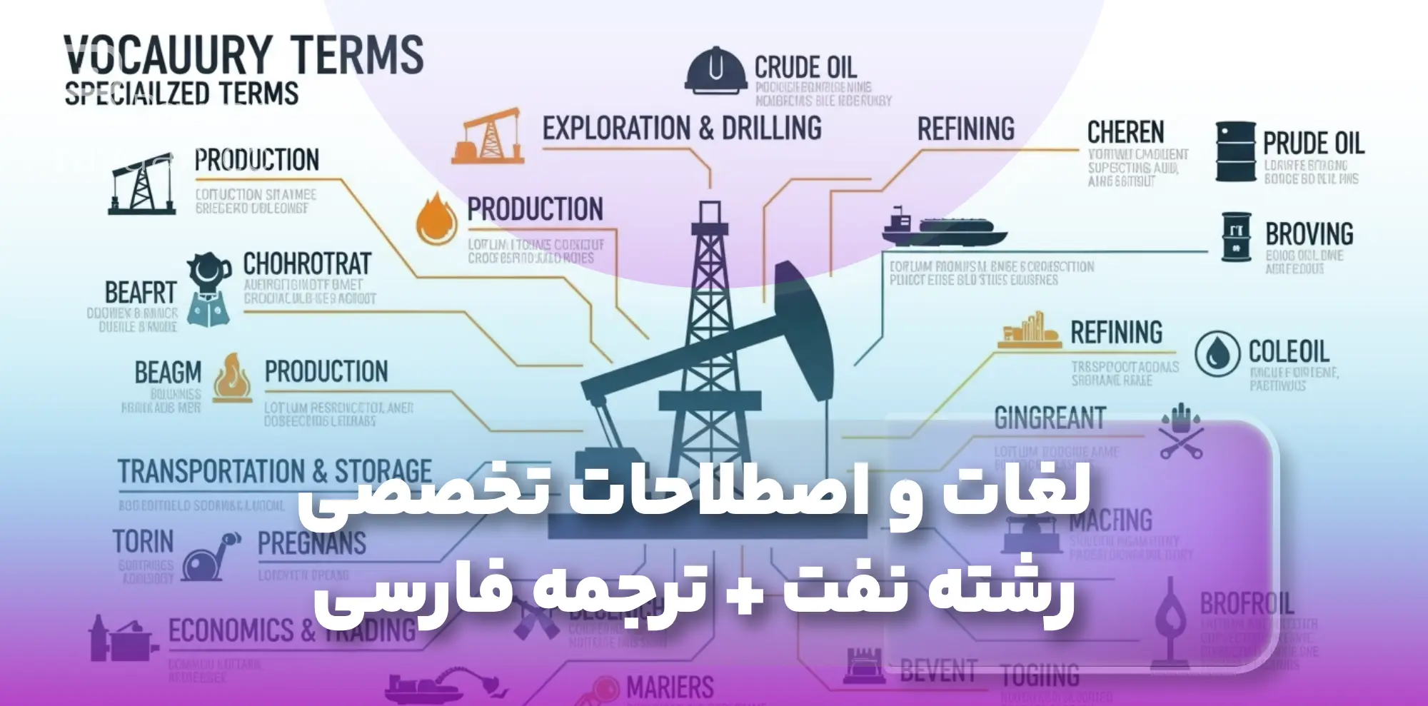 لغات و اصطلاحات تخصصی رشته نفت + ترجمه فارسی