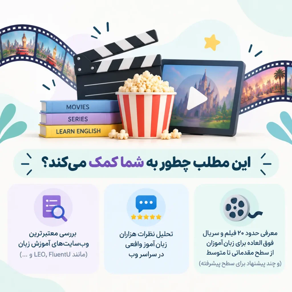 کمک برای پیدا کردن بهترین فیلم برای تقویت زبان
